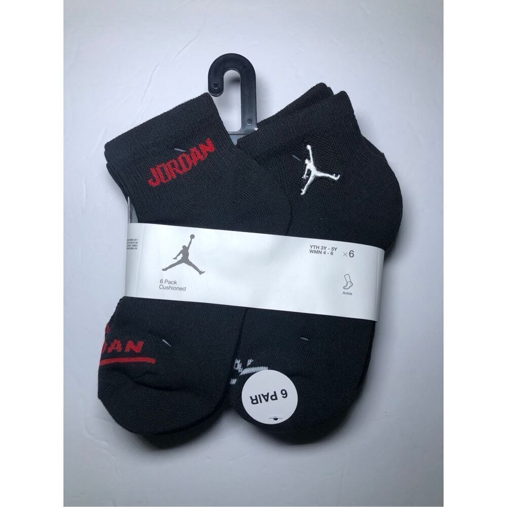 Jordan Kids Cushioned Ankle Socks 6 pack size 3Y-5Y